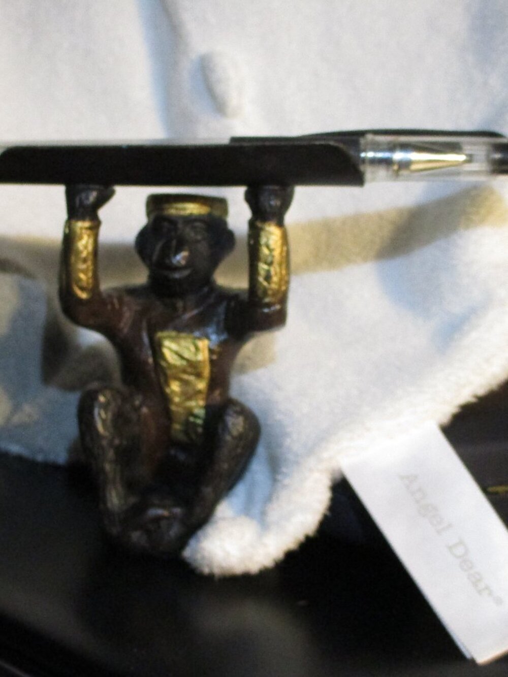 VINTAGE BOMBAY COMPANY MONKEY PEN HOLDER CAST IRON
